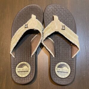 Margaritaville Rag Time Flip Flops Sandlas Brown Size 10 Foam Sole Jimmy Buffet